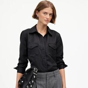 NWOT Madewell Western Shirt in Linen Blend True Black Size 00